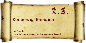 Korponay Barbara névjegykártya