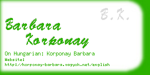 barbara korponay business card